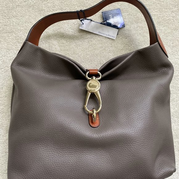 Dooney & Bourke Logo Lock Shoulder Bag NWT taupe - Picture 1 of 6